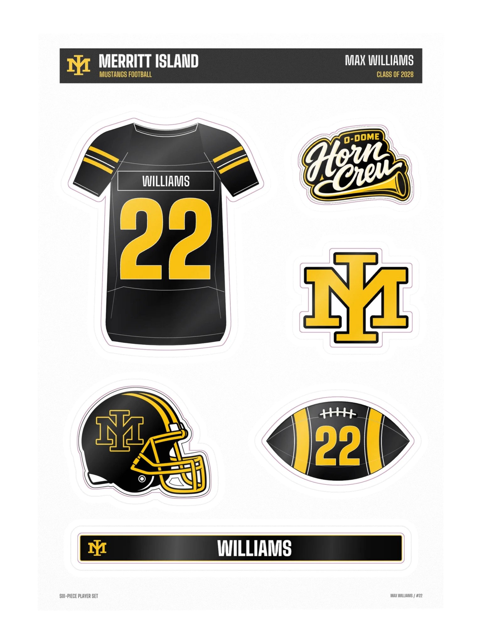 Max Williams #22 — Mustangs Sticker Sheet product image (3)