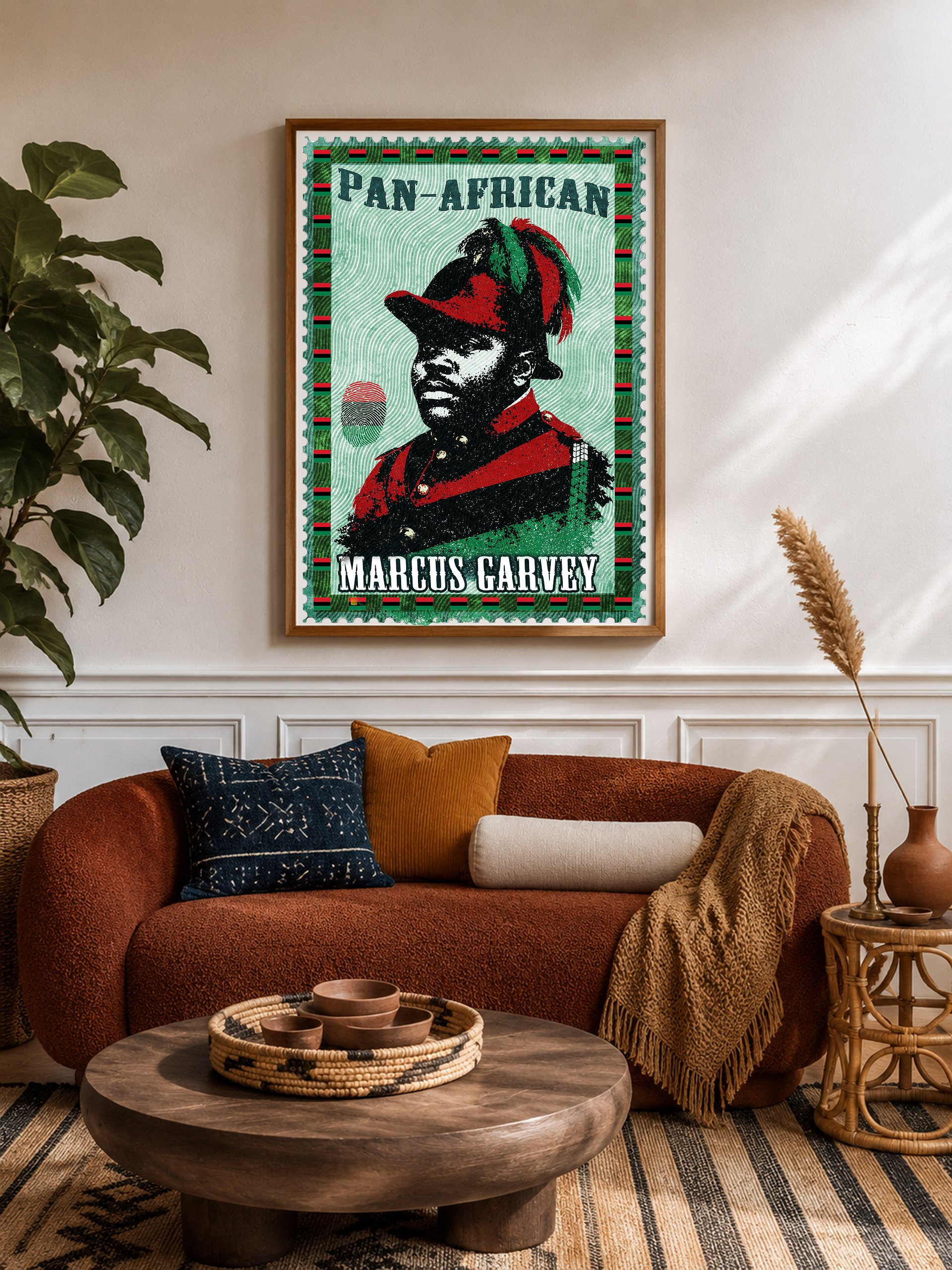 Marcus Garvey Poster – Vintage Postage Stamp Pan-African Art product image (2)