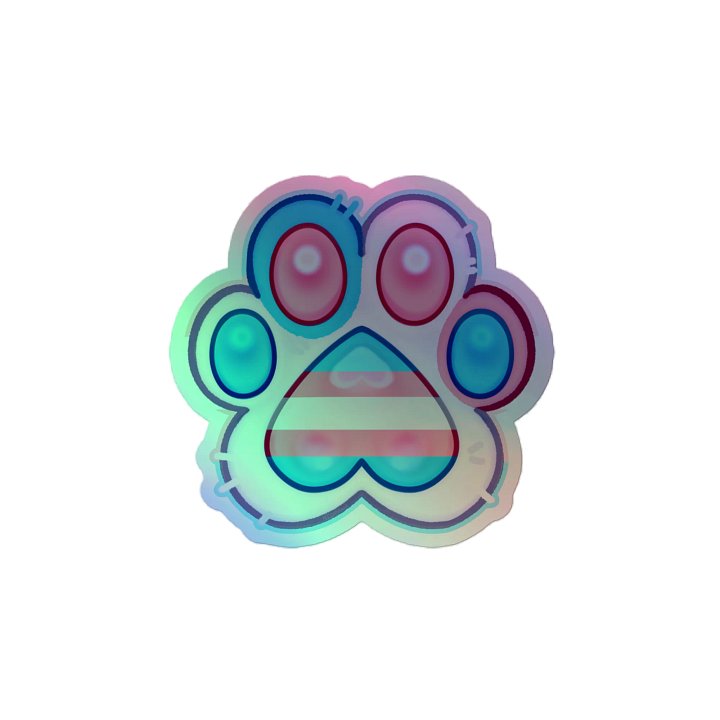 Trans Pride Paw Print Holographic Kiss Cut Sticker product image (2)