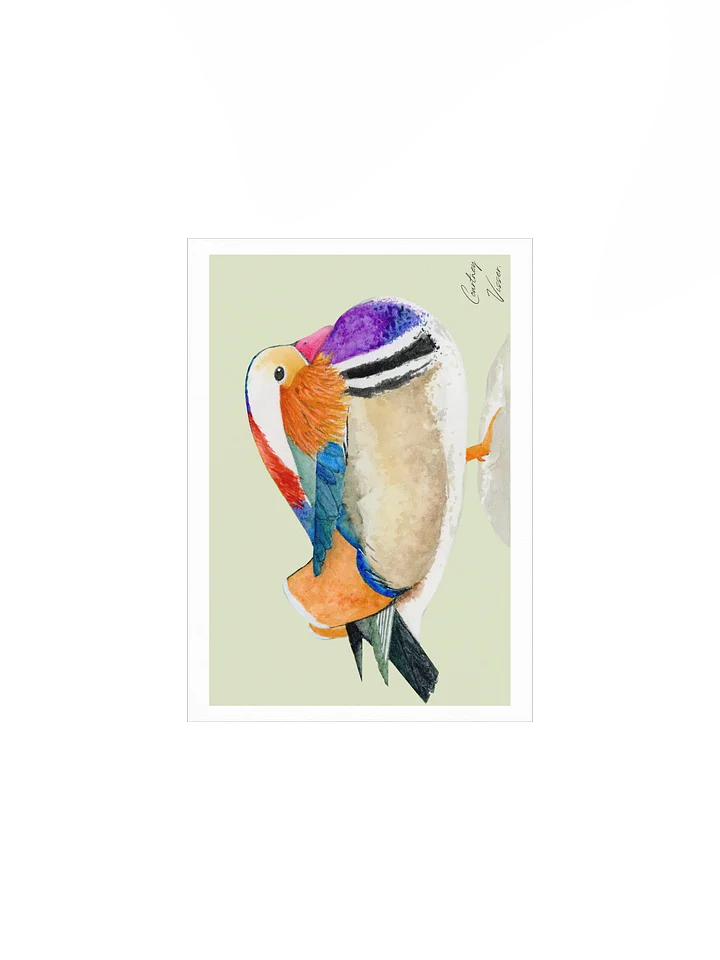 Mandarin duck print (light green background) product image (2)