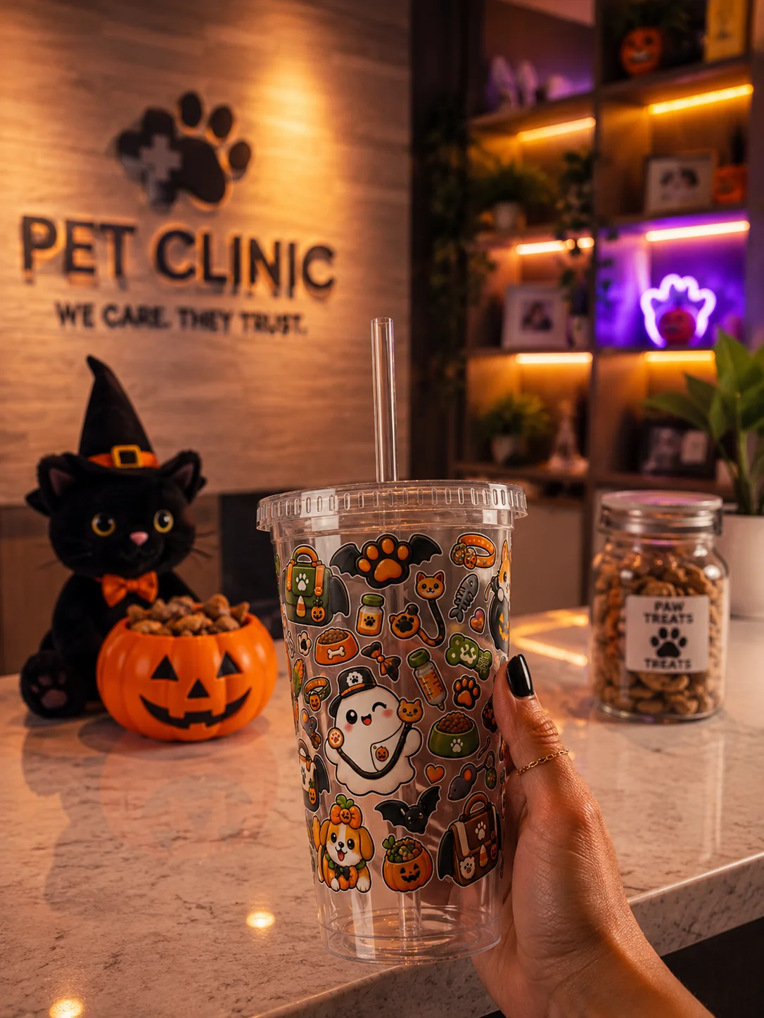 Halloween x Veterinarian Mashup Clear Wall Tumbler 16 Oz (473 ml) product image (1)