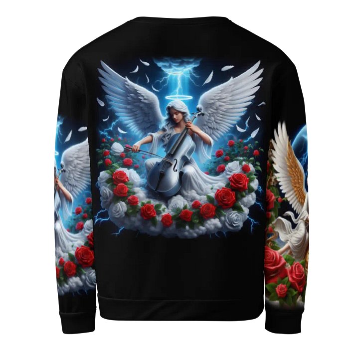 Angels making Music with a Cello - All-Over Unisex Sweatshirt #3 product image (2)