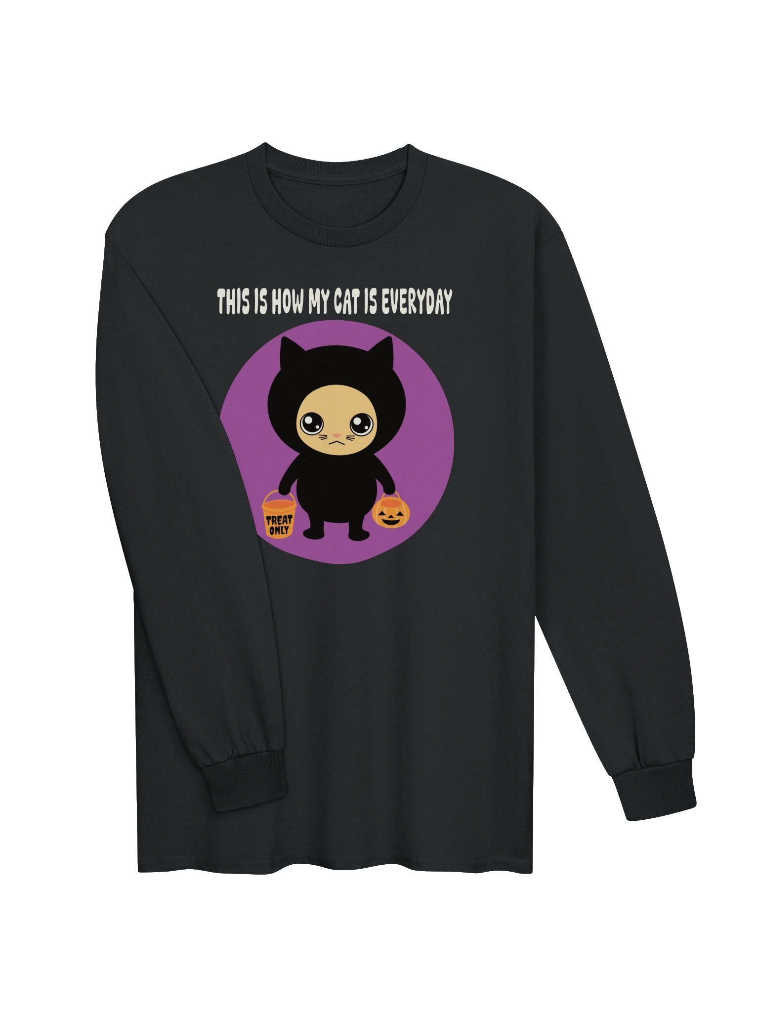 Halloween Cat (Treat Only) - Unisex Adult Heavyweight Long Sleeve T-shirt product image (2)