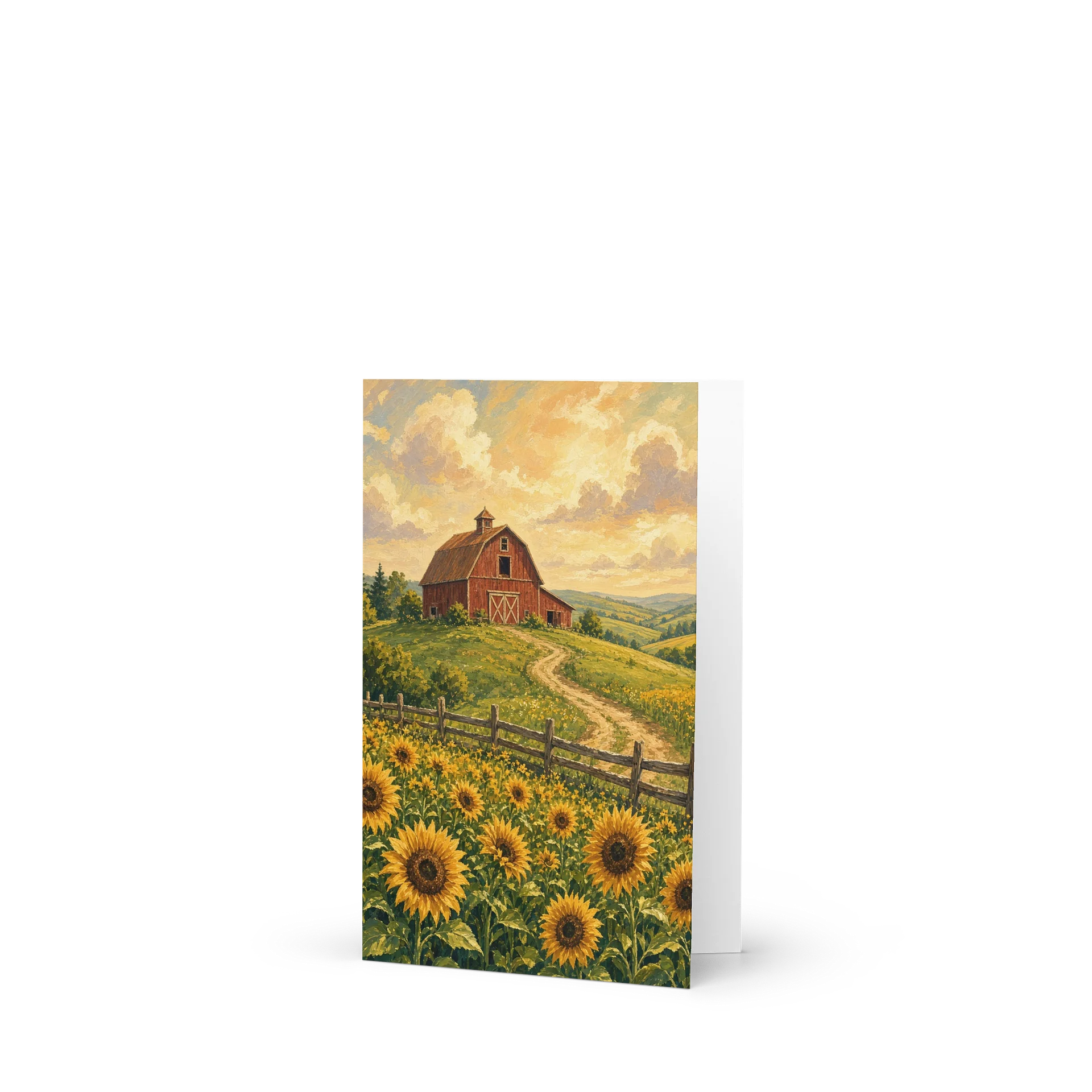 Red Barn & Sunflower Field Greeting Card product image (1)