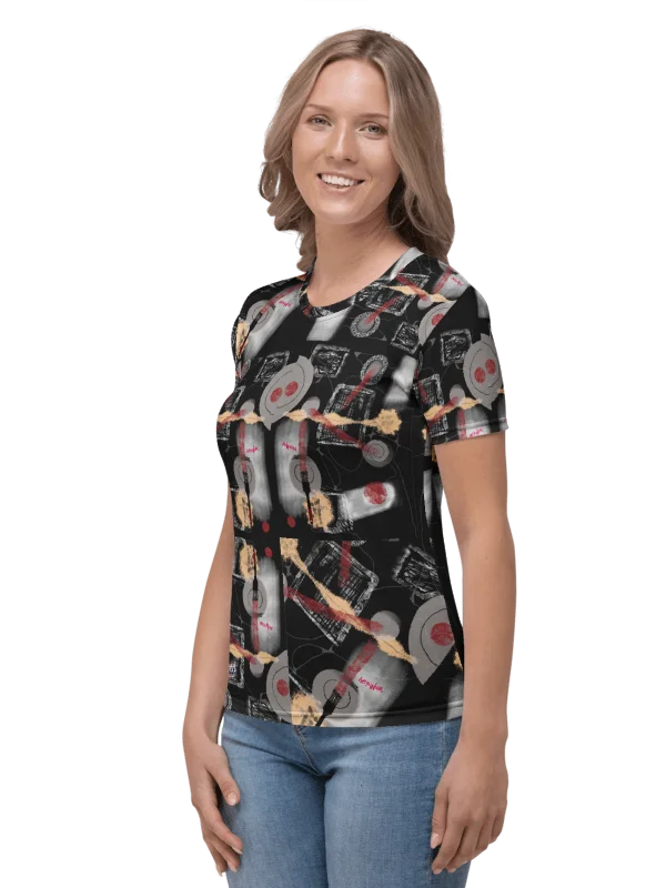 Women's Crew Neck Poly Tee 'Brush Bomb Abstract' product image (3)