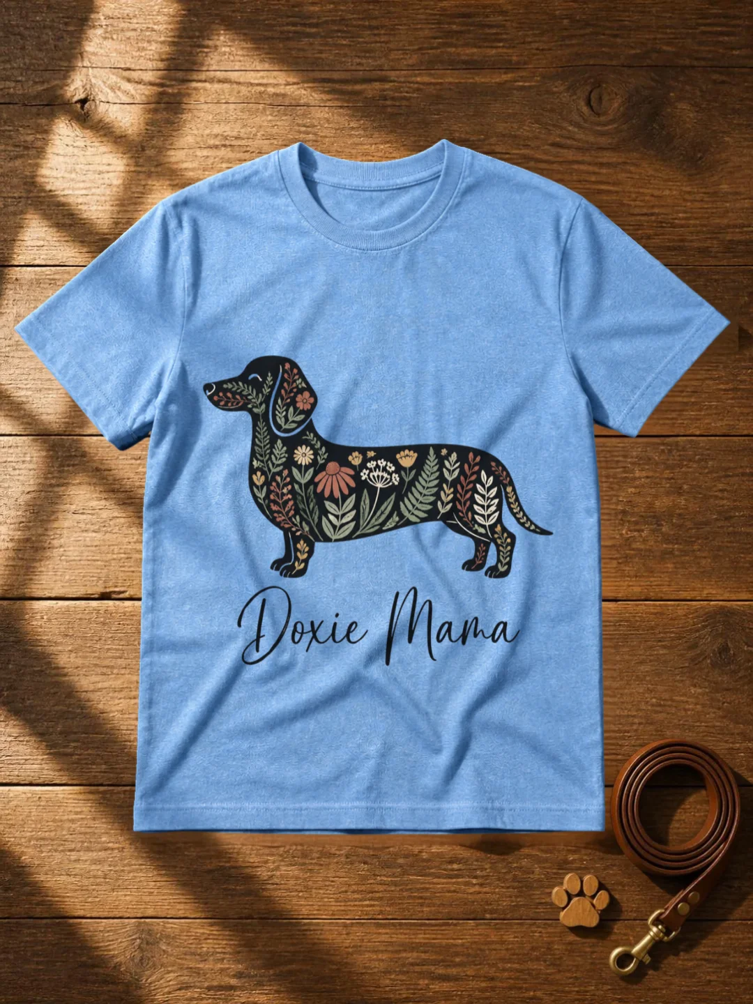 Floral Doxie Mama Shirt | Floral Dachshund T-Shirt product image (1)