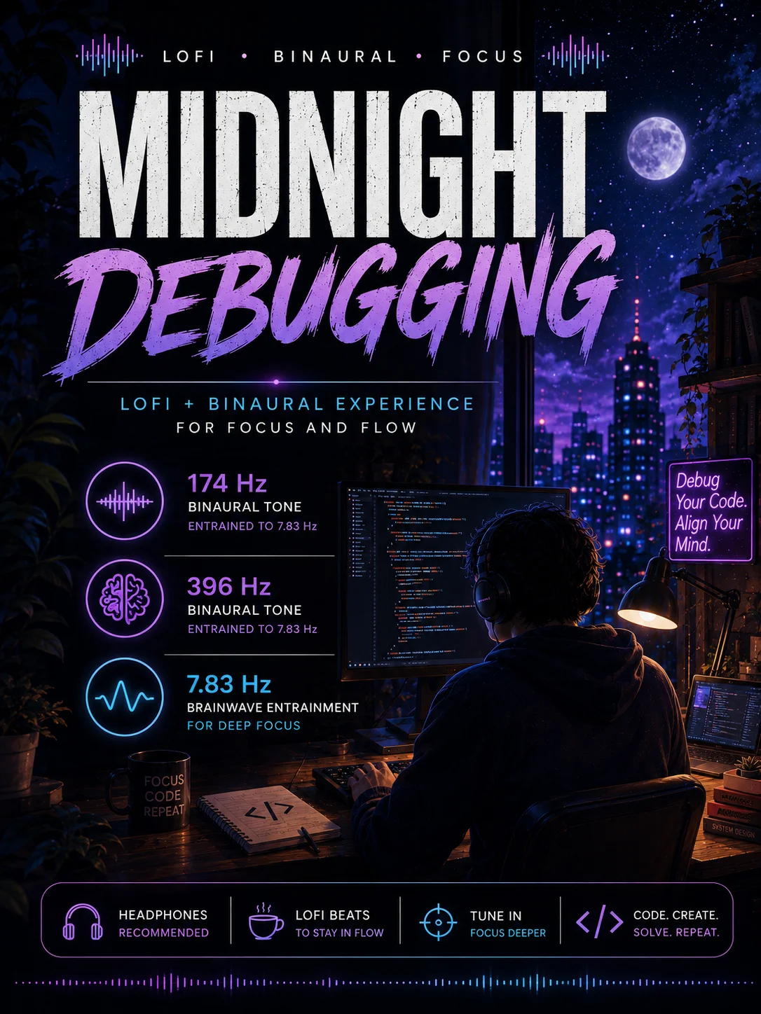 Midnight Debugging (LoFi w/Binaural) product image (1)