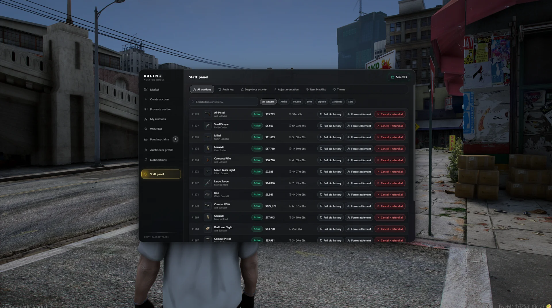 FiveM Auction House Script 🔨 Live Bidding, Reputation System & Staff Panel (ESX/QB/QBox) product image (2)