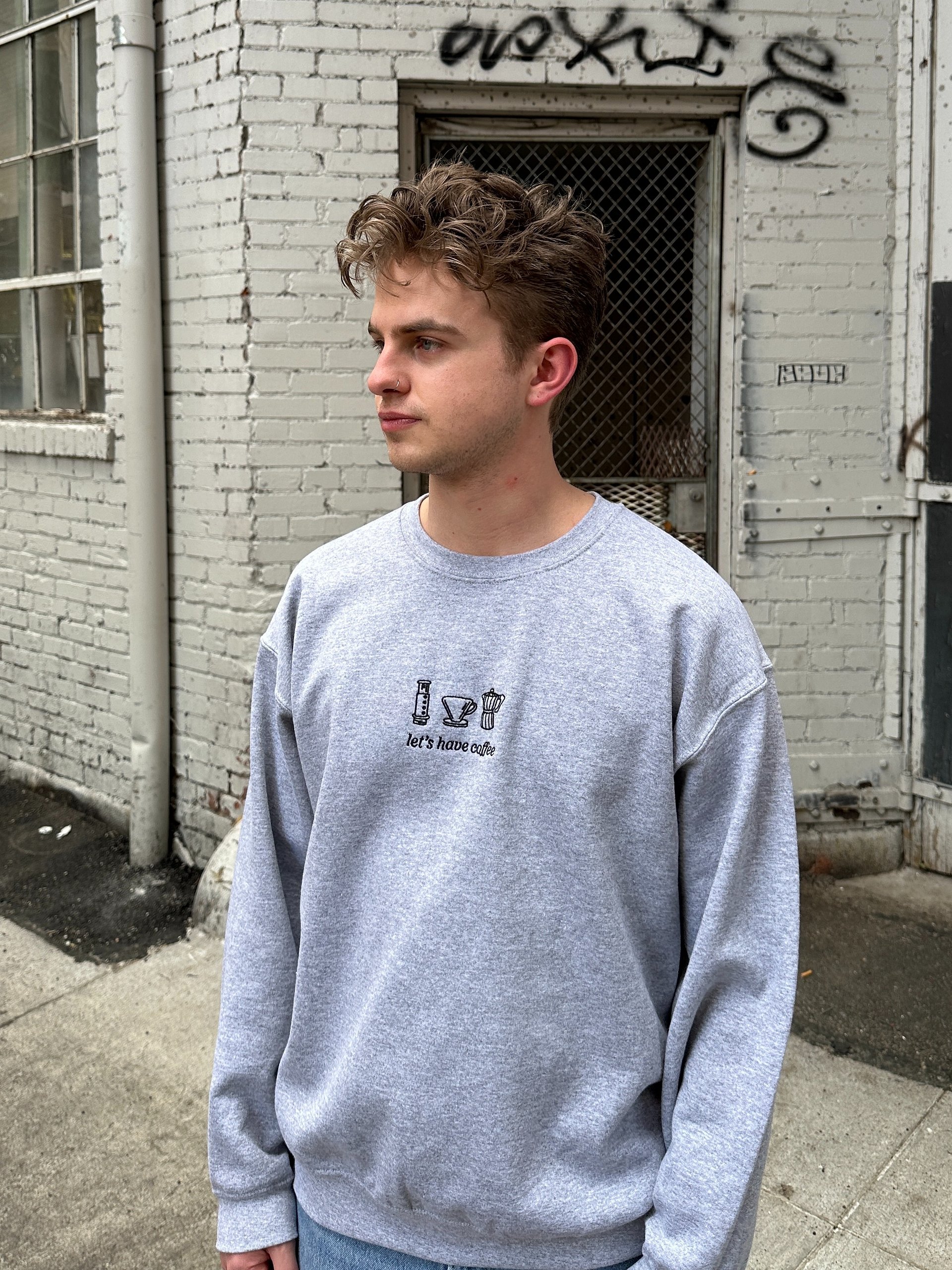LETS HAVE COFFEE SWEATER (GREY + BLACK) product image (5)