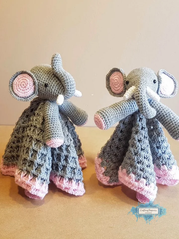 Crochet Elephant Lovey Pattern, Waffle or Granny Stitch PDF Pattern - Crafting Happiness product image (1)