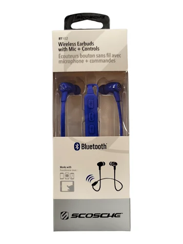 Scosche BT102 Wireless Bluetooth Earbuds - Hands-Free Mic & Controls (Blue) product image (4)