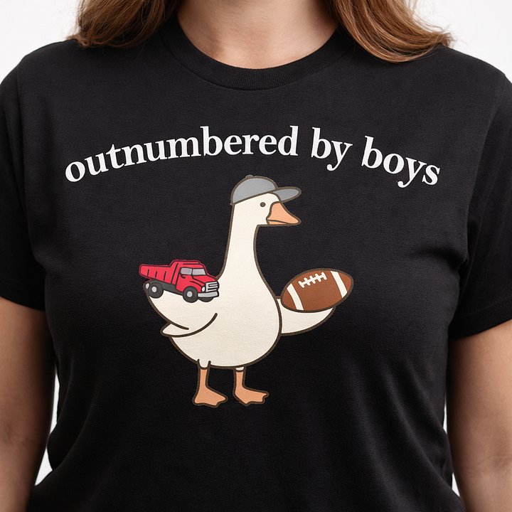 Outnumbered By Boys Shirt - Funny Boy Mom Goose Tee - NFL Draft 2026 Football Mother's Day Gift product image (1)