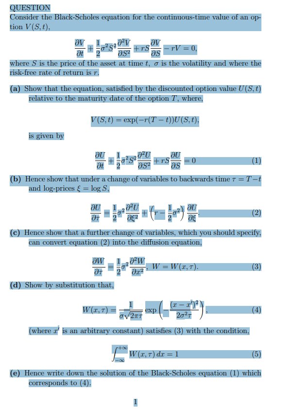 TD - Using the Black-Scholes equation for a continuous-time value of an option product image (1)