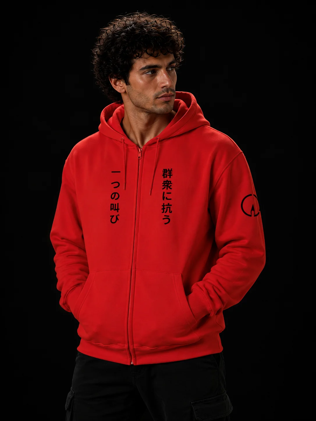 A Single Cry Against the Crowd™ — Red Edition Japanese Lion Zip Hoodie product image (8)