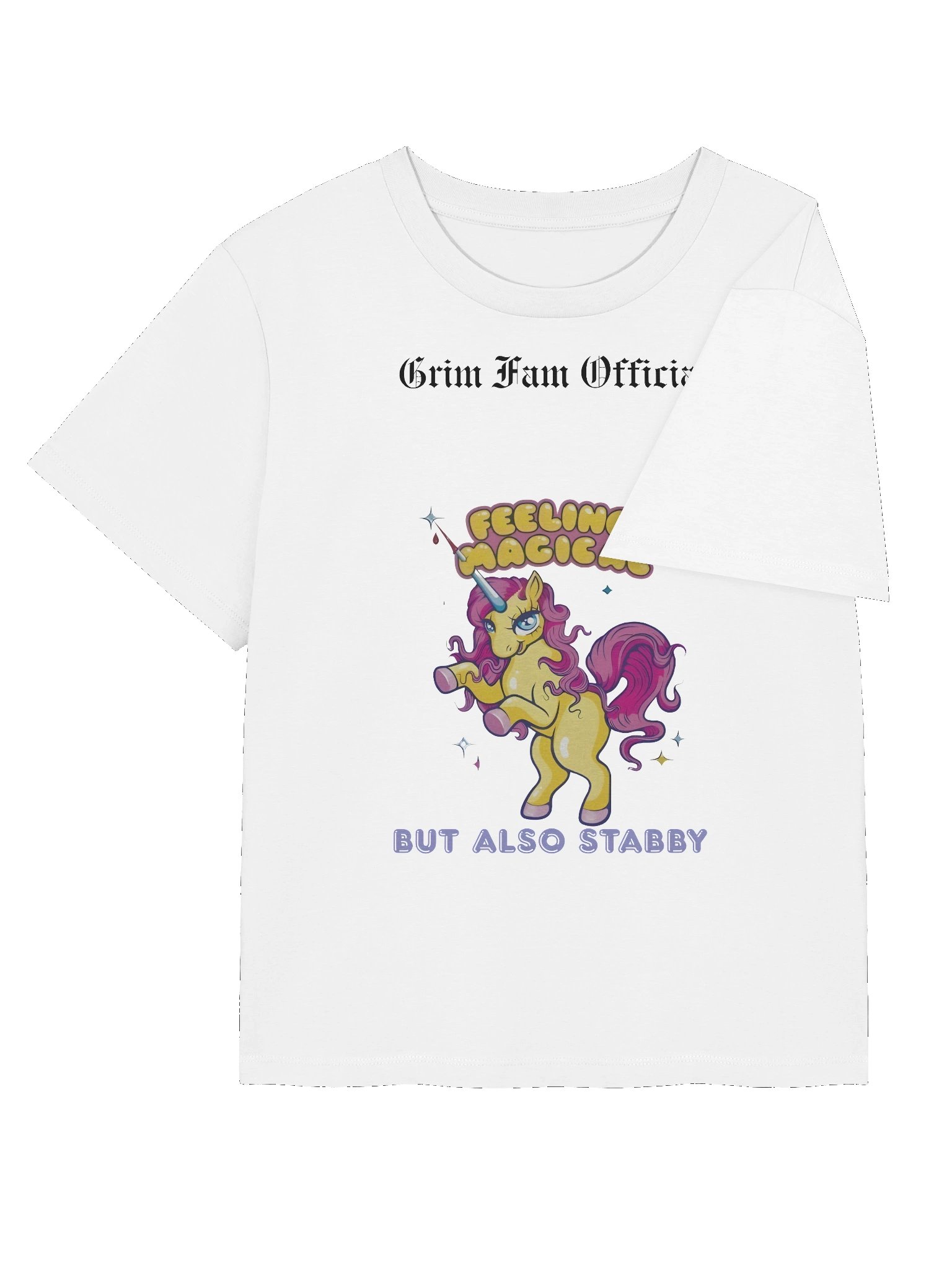 FEELING MAGICAL (BUT ALSO STABBY) – UNICORN CHAOS -Women's Organic Ribbed Neck T-Shirt #2 Black Text product image (4)