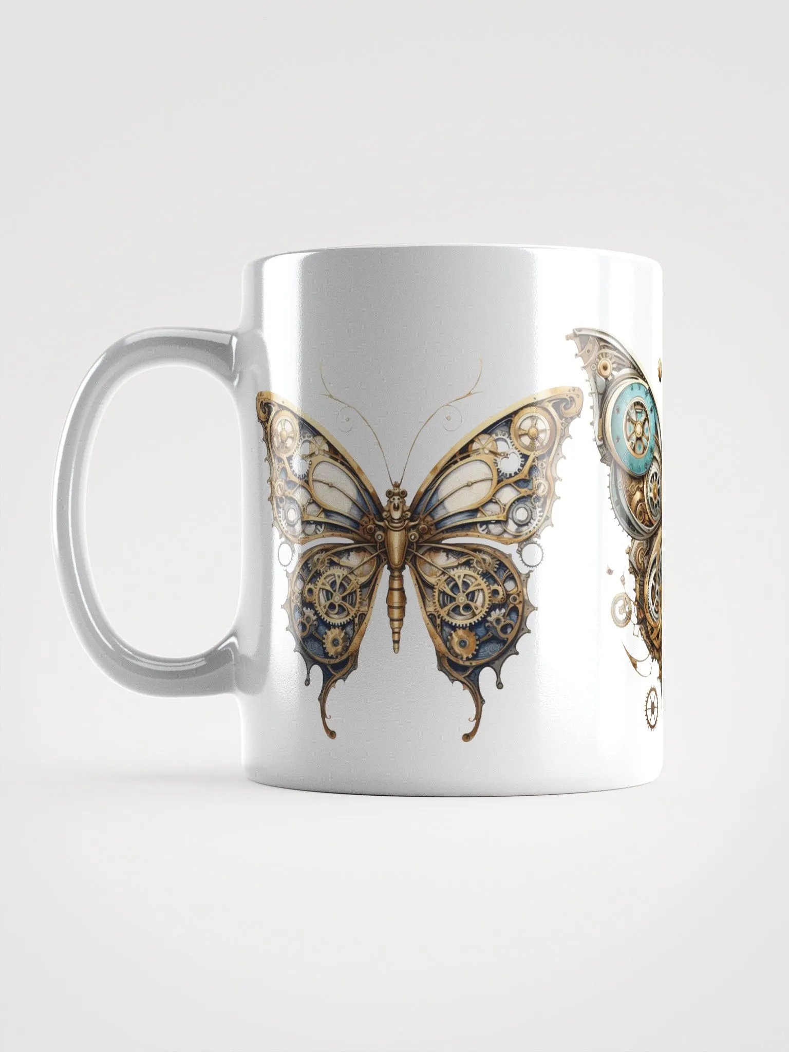 Steampunk Butterflies White Glossy Mug product image (3)
