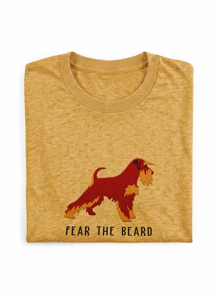 Fear the Beard T-Shirt(Embroidered) of a Miniature Schnauzer(Liver & Tan) product image (1)