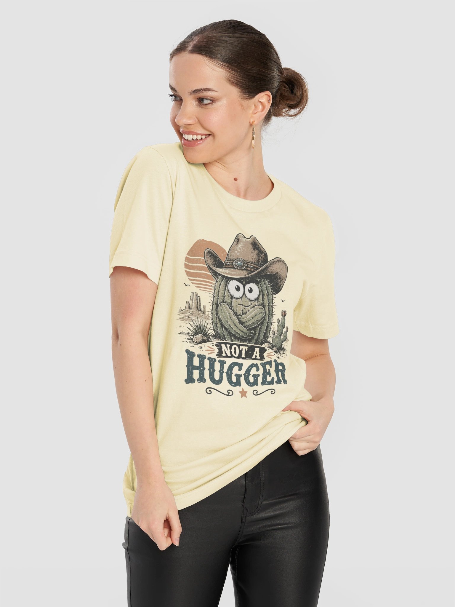 Not a Hugger Cactus Cowboy T-Shirt | Funny Western Tee product image (85)