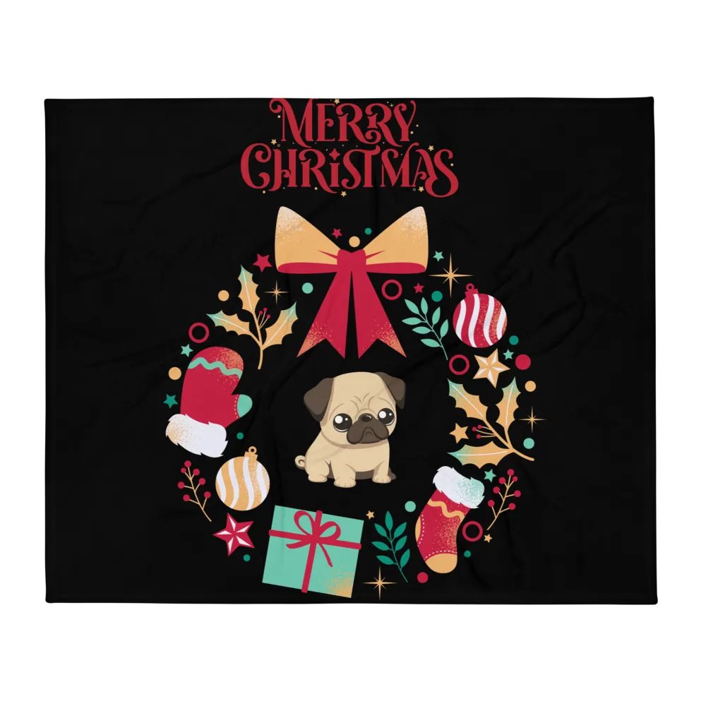 Merry Christmas Pug Throw Blanket product image (2)