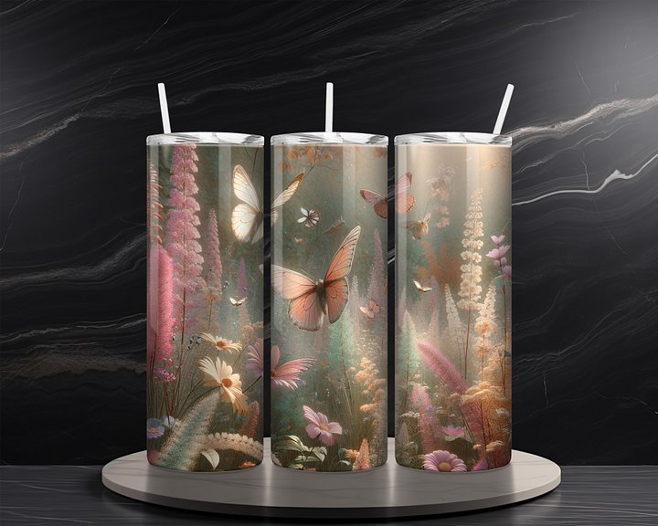 Butterfly 20 oz Skinny Tumbler Sublimation Design Digital Download PNG Instant DIGITAL ONLY, Butterfly Bloom Tumbler Wrap product image (2)