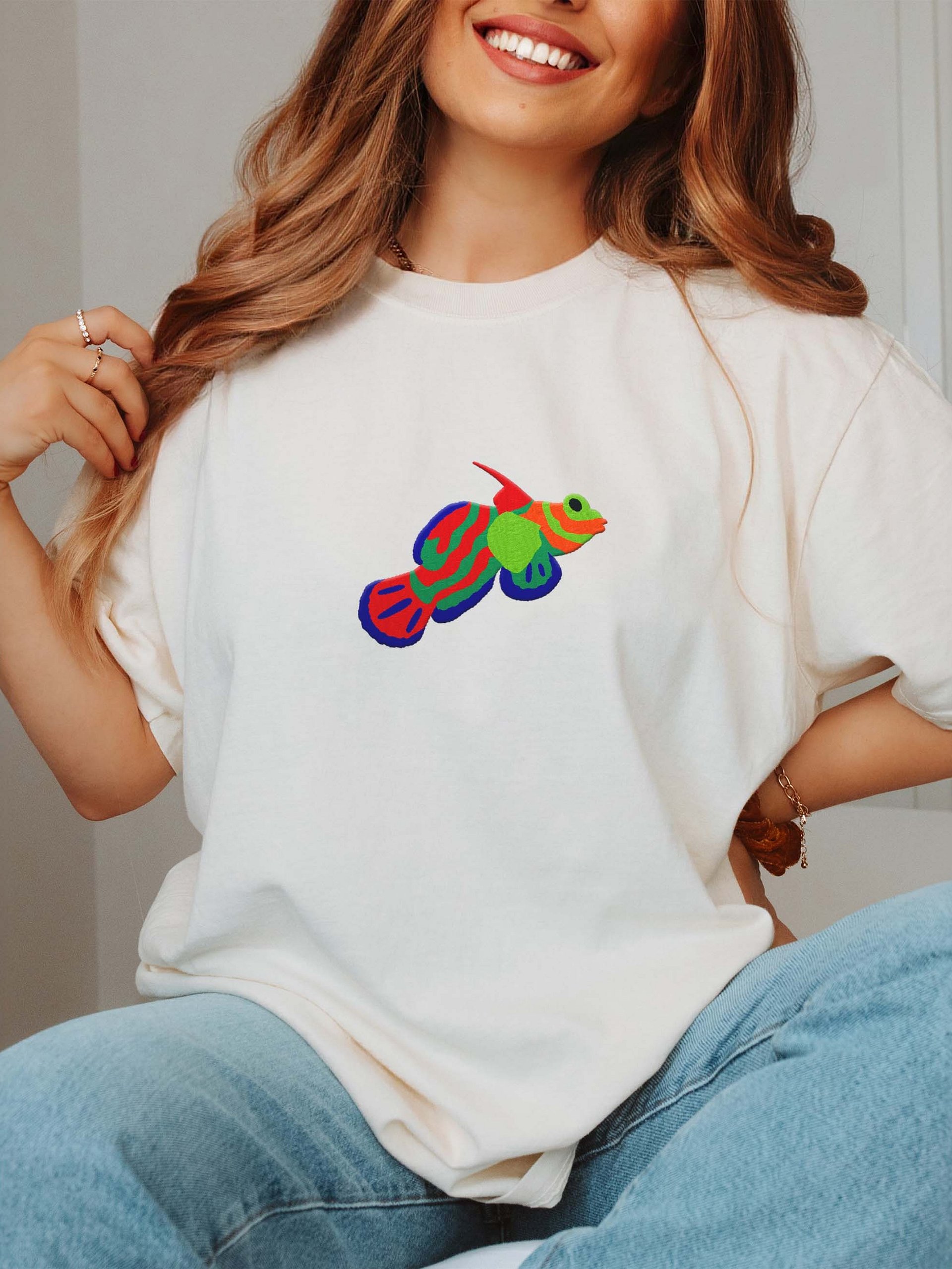 Mandarin Dragonet Embroidered Shirt | Reef Aquarium Fish Embroidery Tee | Saltwater Marine Fish Apparel product image (2)