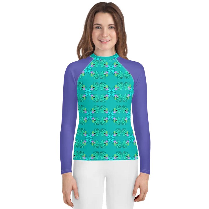 !Merfish mermaid cuttlefish print rashgaurd - youth product image (2)