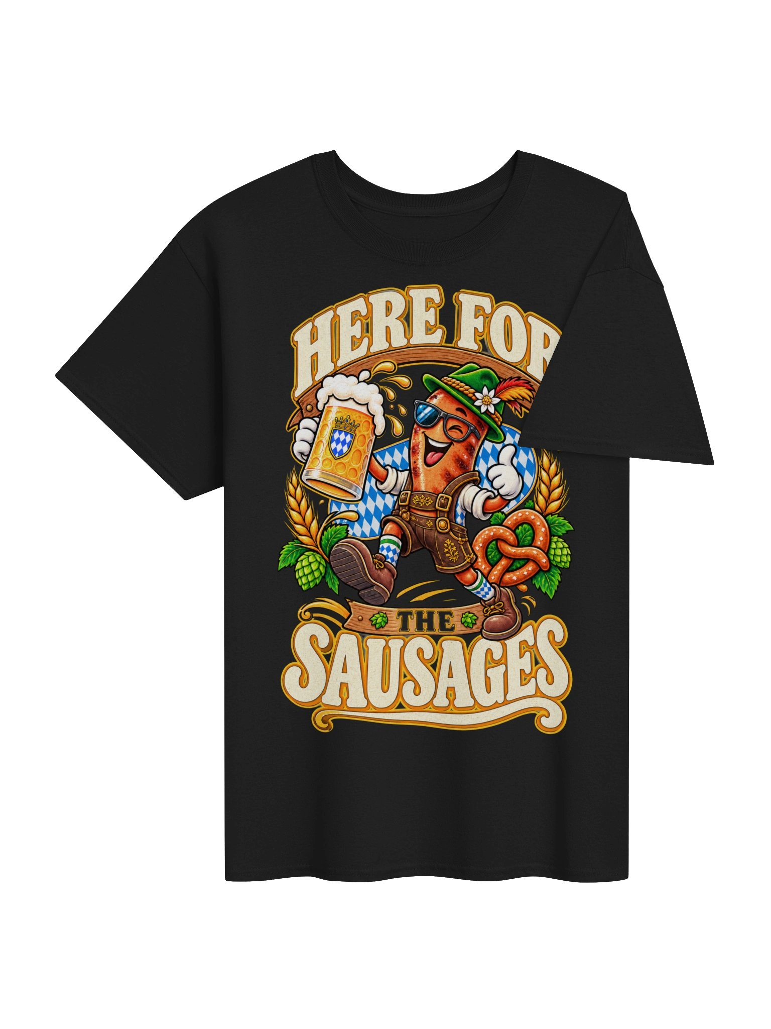 Here for the Sausages Funny Oktoberfest Vintage Tee product image (45)