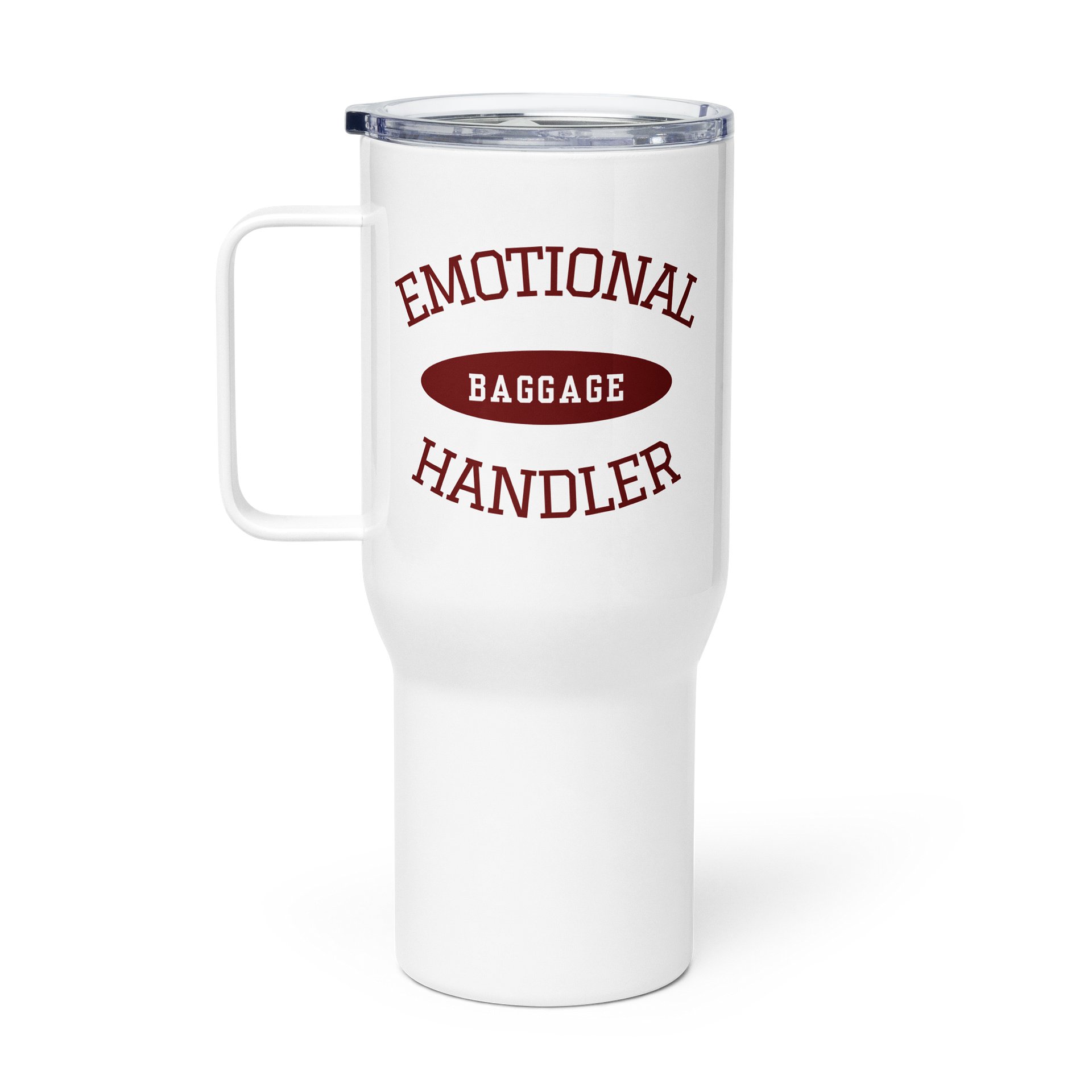 Emotional Baggage Handler Varsity Style 25 oz or 40oz Tumbler-Maroon and White product image (1)