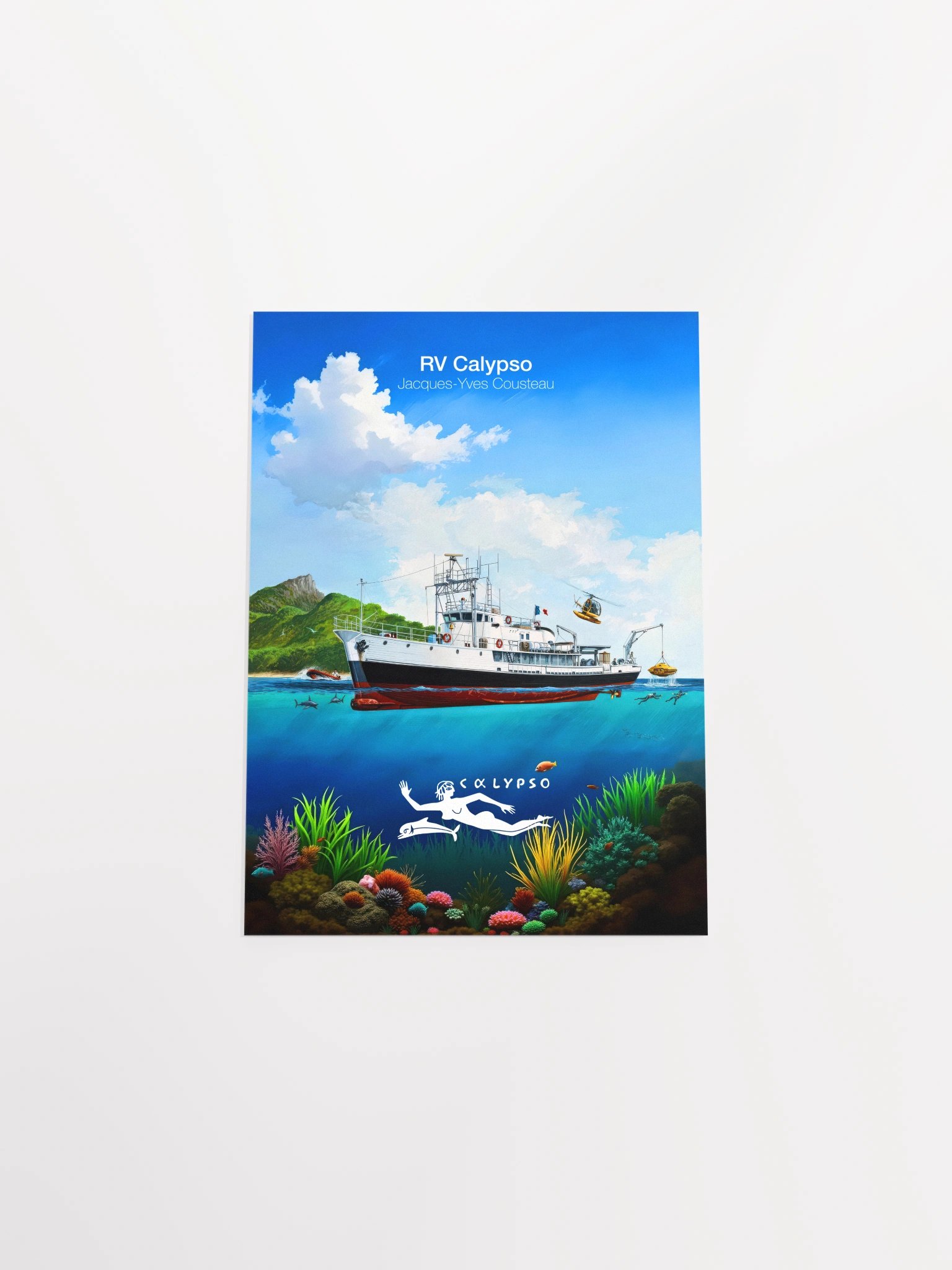 RV Calypso, Jacques Yves Cousteau — tropical travel poster product image (10)