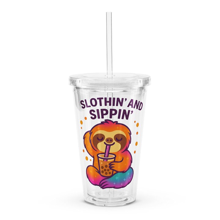 Slothin’ and Sippin’ – Funny Sloth Tumbler | Sloths Having Snacks Collection product image (1)