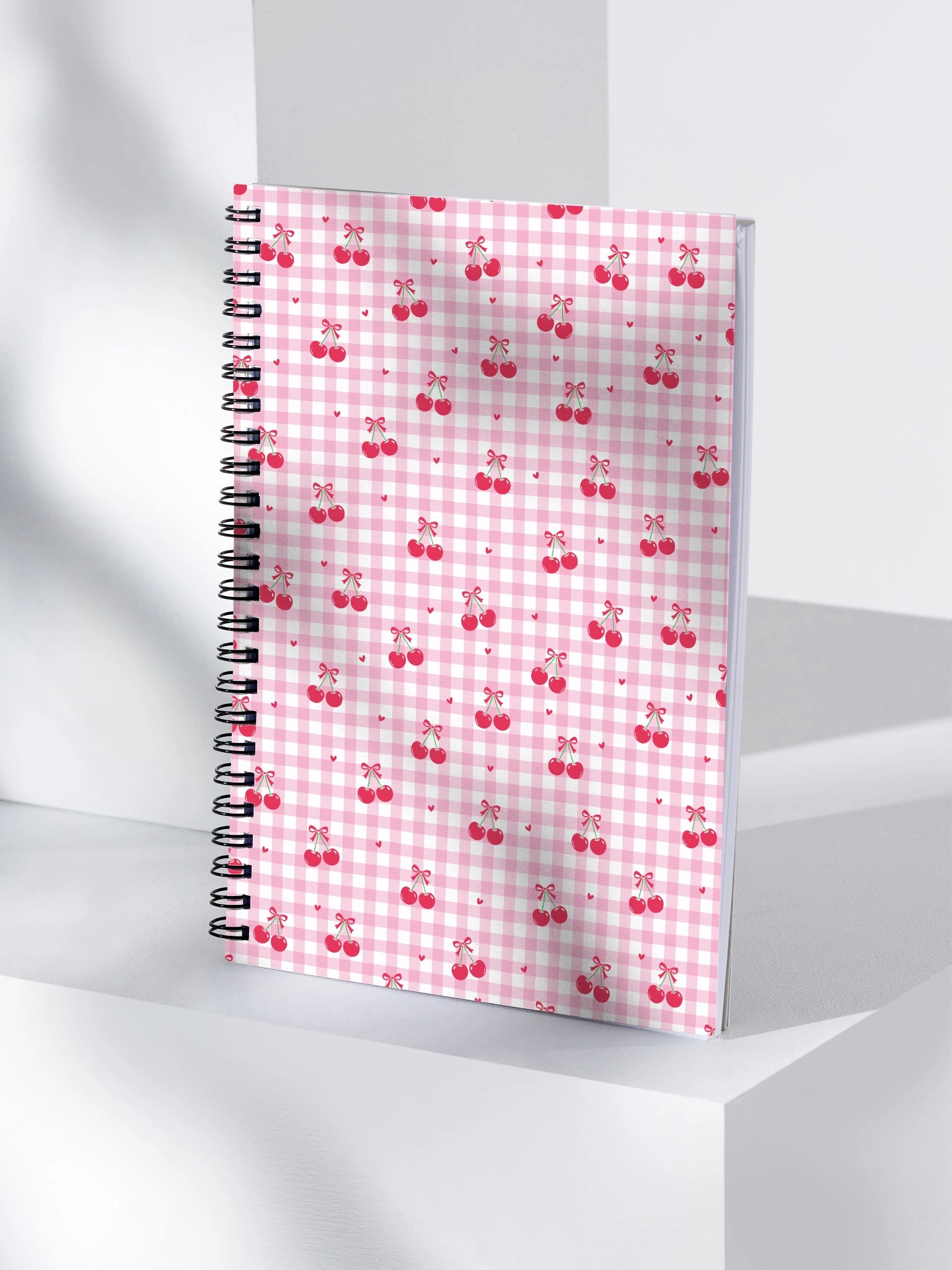 Cherries and Plaid Dreams Spiral Dotted Journal/Notebook. product image (4)