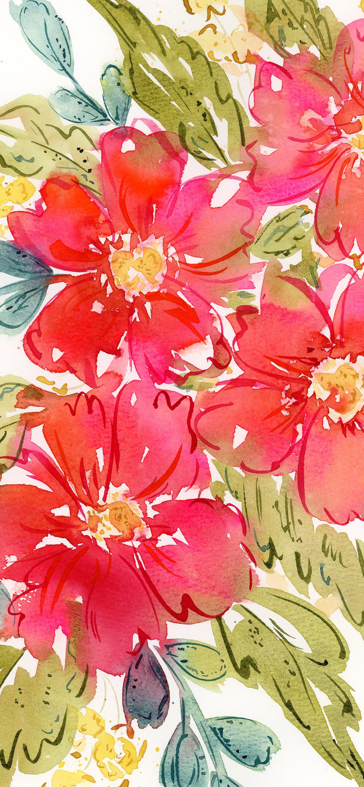Red Bloom Bundle - 3 Original Watercolor Phone Wallpapers product image (5)