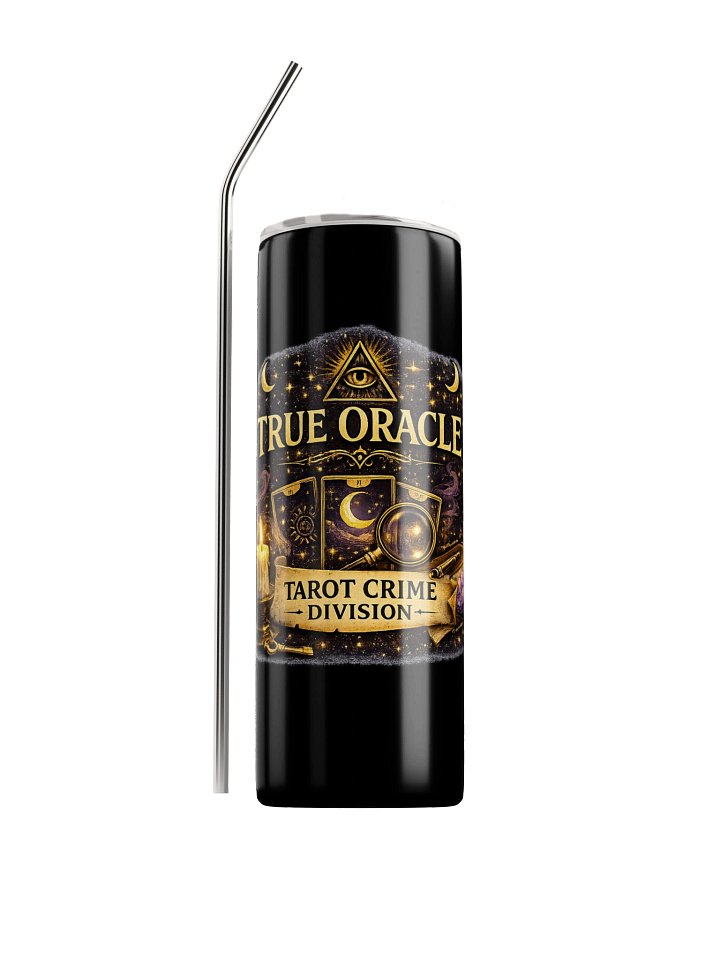 Tarot Crime Division Tumbler – True Oracle Mystical Drinkware | Witchy True Crime Listener Cup product image (1)
