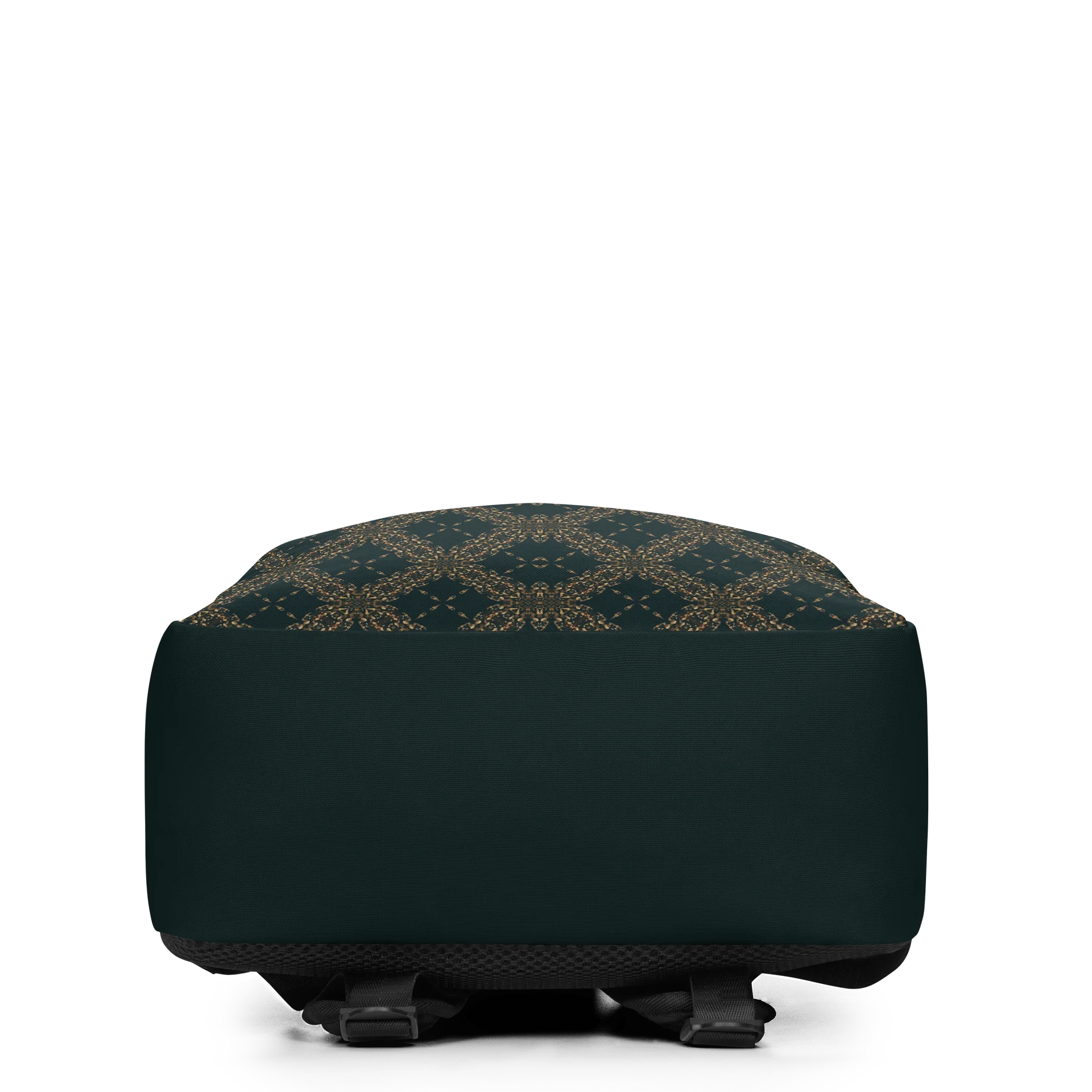 Dark Green Gold Pattern Backpack Elegant Minimalist Bag product image (4)