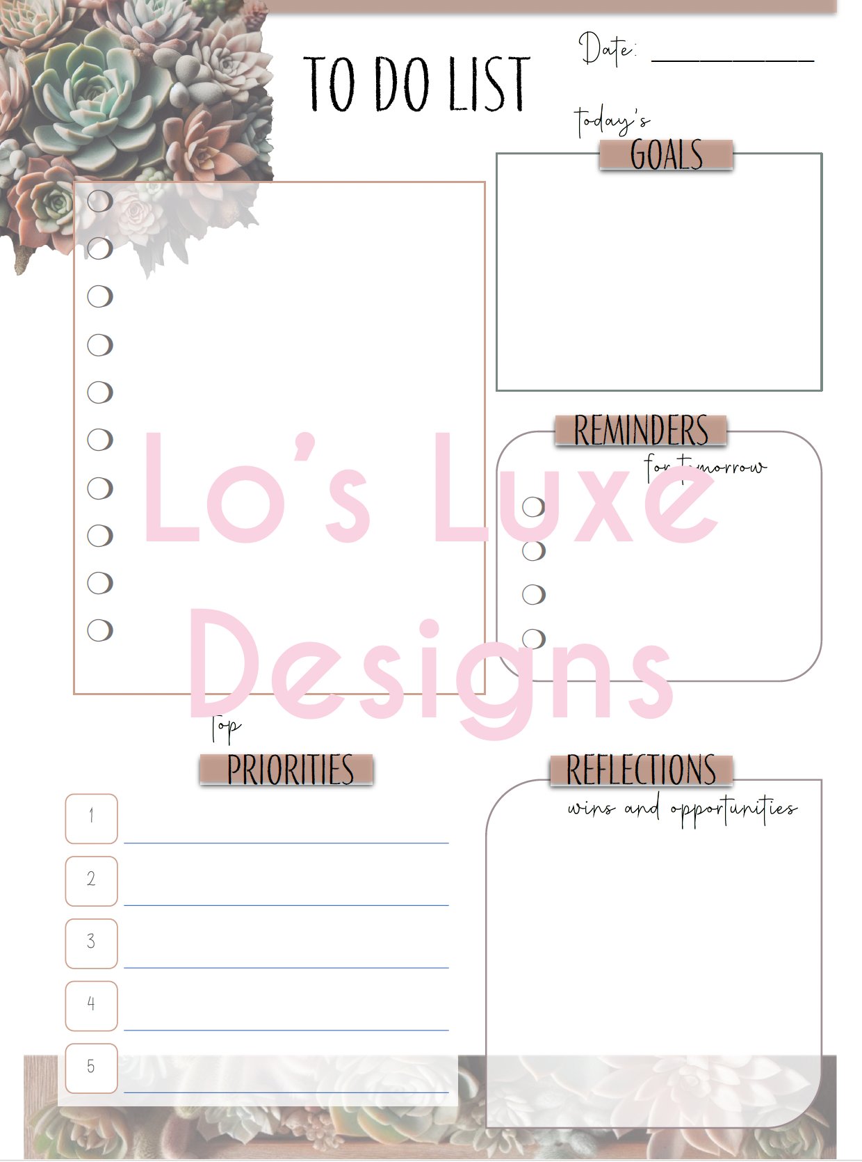 Rustic Modern 'Shanae' To Do List Bundle - 8.5x11 Printable product image (1)