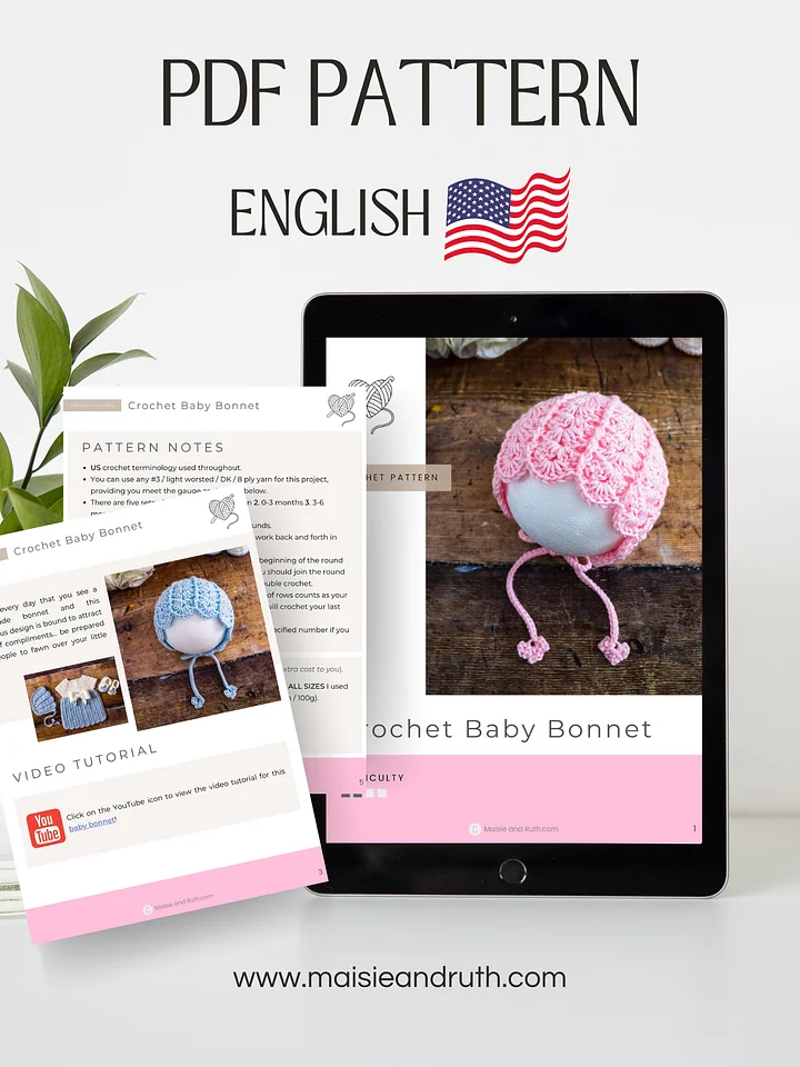Shell Baby Bonnet Crochet Pattern product image (2)