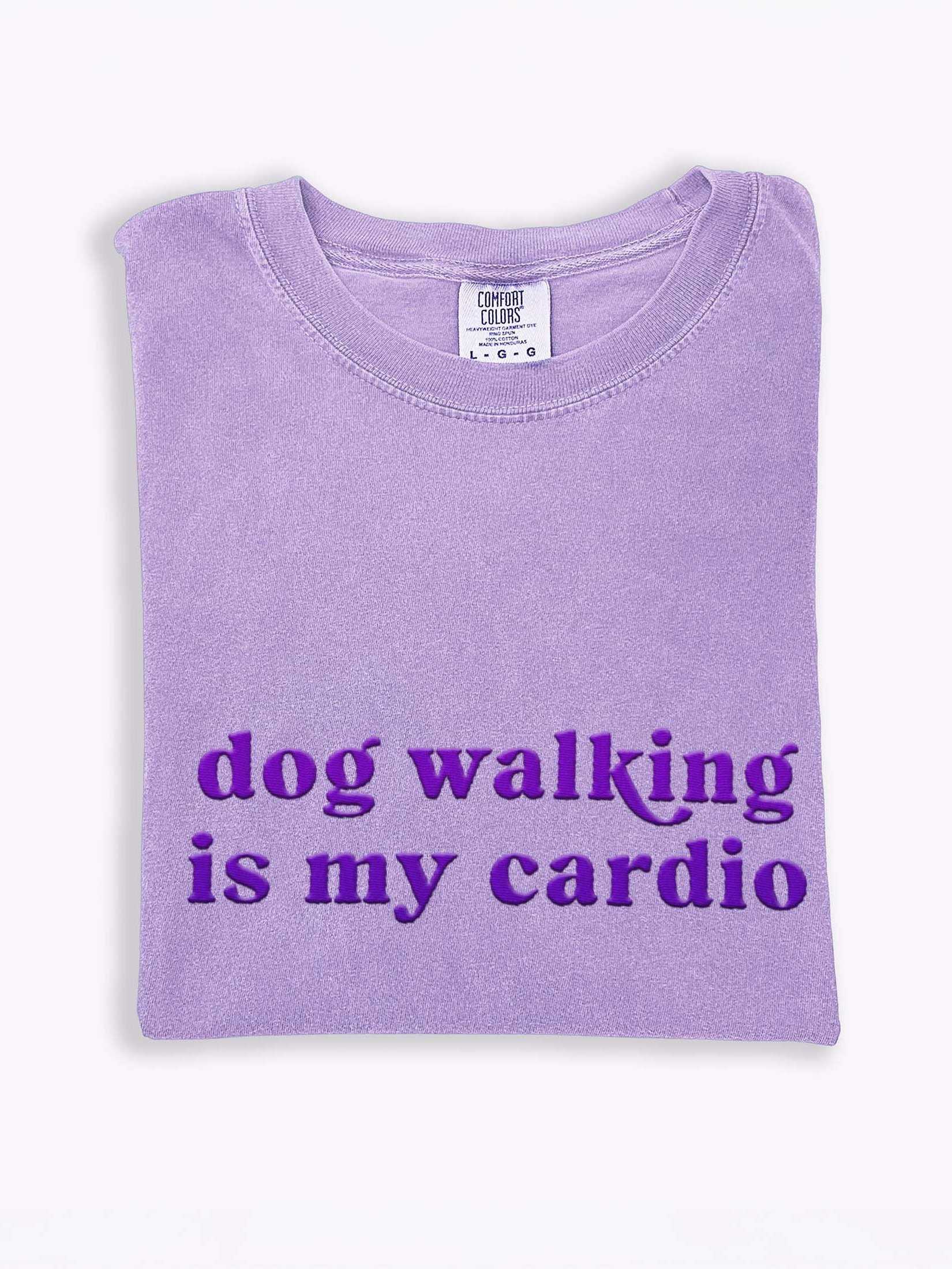 Dog Walking Is My Cardio T-Shirt(Embroidered) Low Contrast Design for Dog Lovers product image (1)