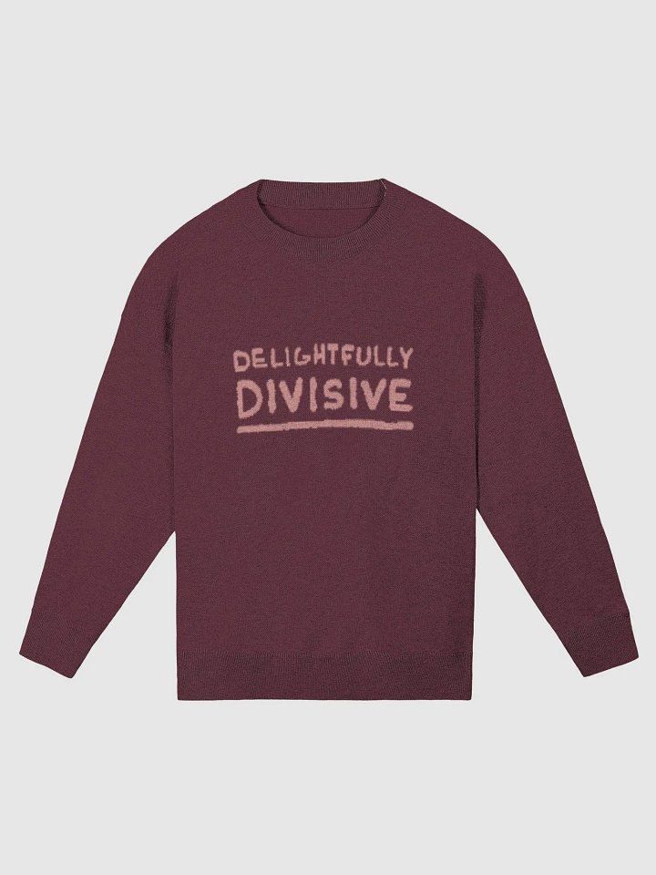 DELIGHTFULLY DIVISIVE (duotone maroon design) relaxed knitwear crewneck product image (2)