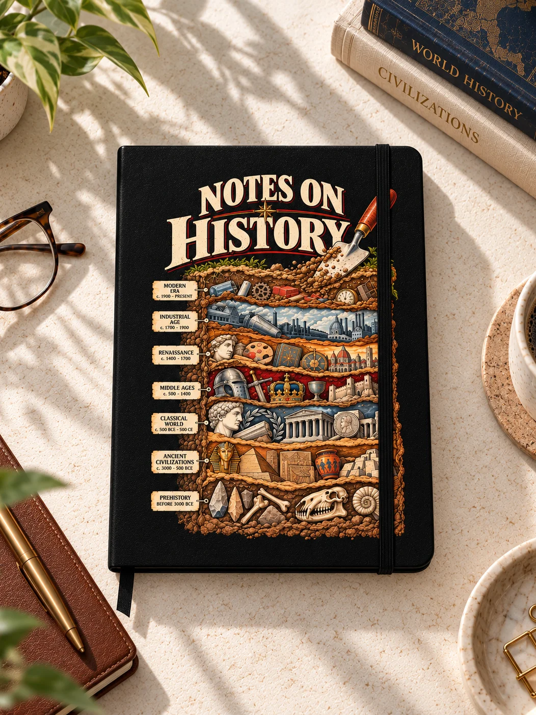Notes on History Hardcover Notebook, Vintage Archaeology Cross-Section Cover product image (2)