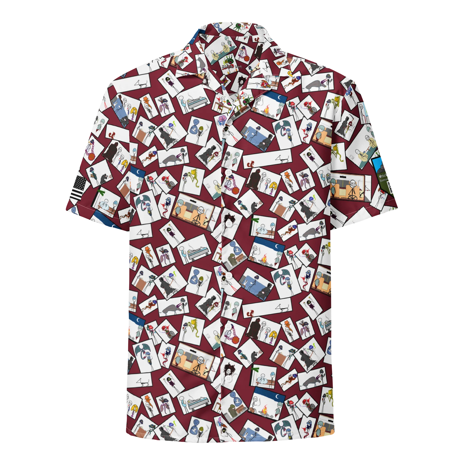 Sticks & Demons Hawaiian Shirt DkRed product image (1)