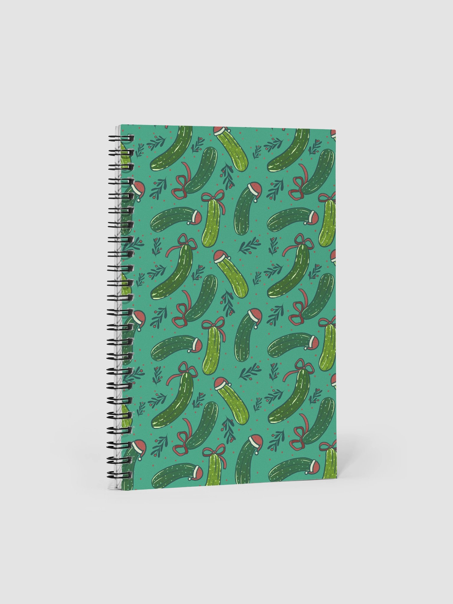 Christmas Pickles Patterned Notebook, Dark Green product image (1)