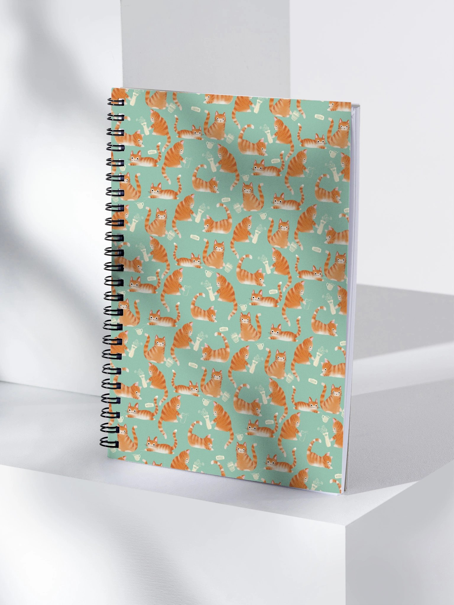 Bad Orange Tabby Cats Knocking Stuff Over Pattern Notebook, Orange product image (4)