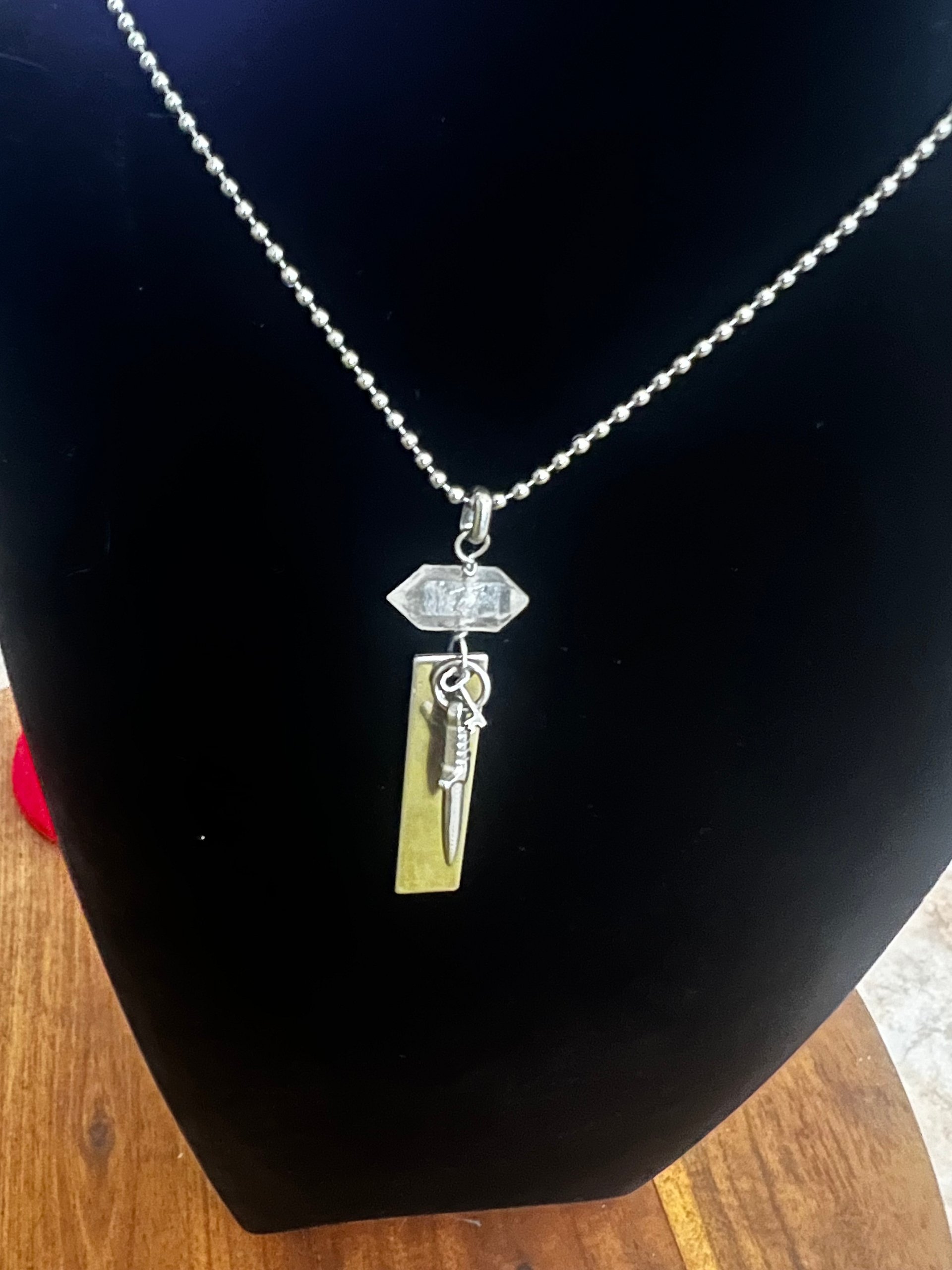 Herkimer, dagger, tiny skeleton key and bar necklace product image (1)