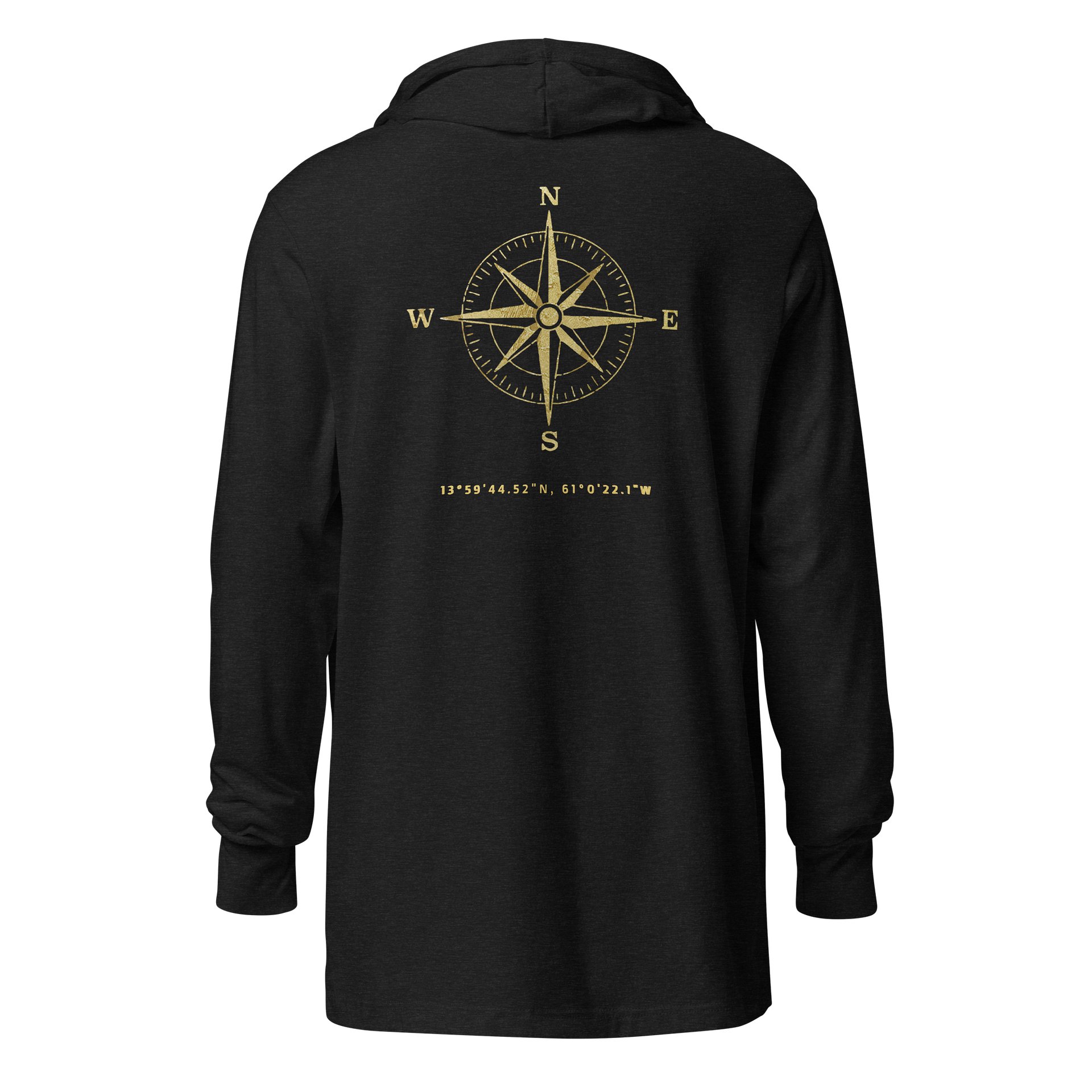 Compass - St.Lucia - Vintage Gold | Unisex Hooded Long Sleeve Tee product image (2)
