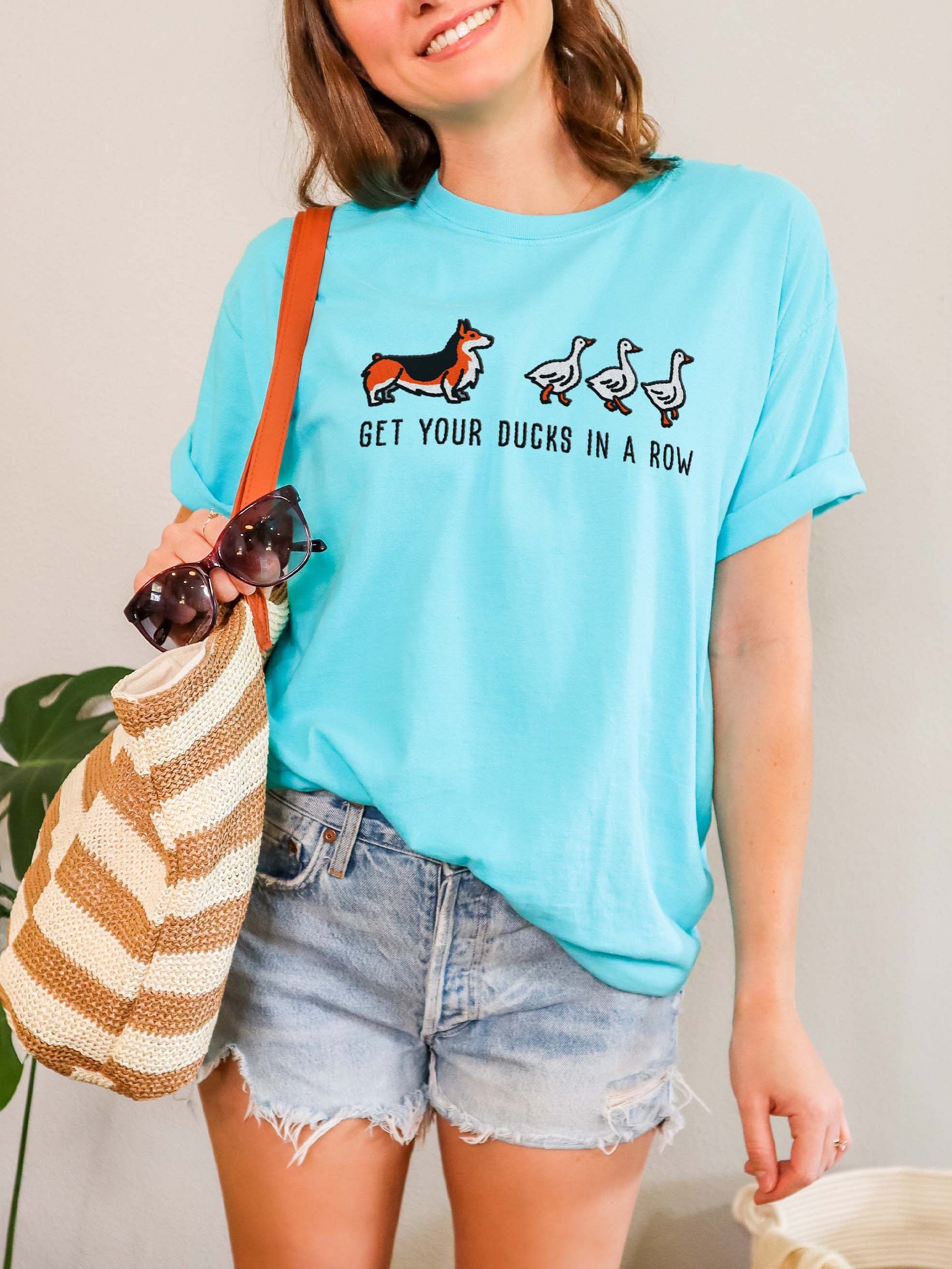 Get Your Ducks in a Row T-Shirt(Embroidered) of a Pembroke Welsh Corgi(Tricolor) product image (2)