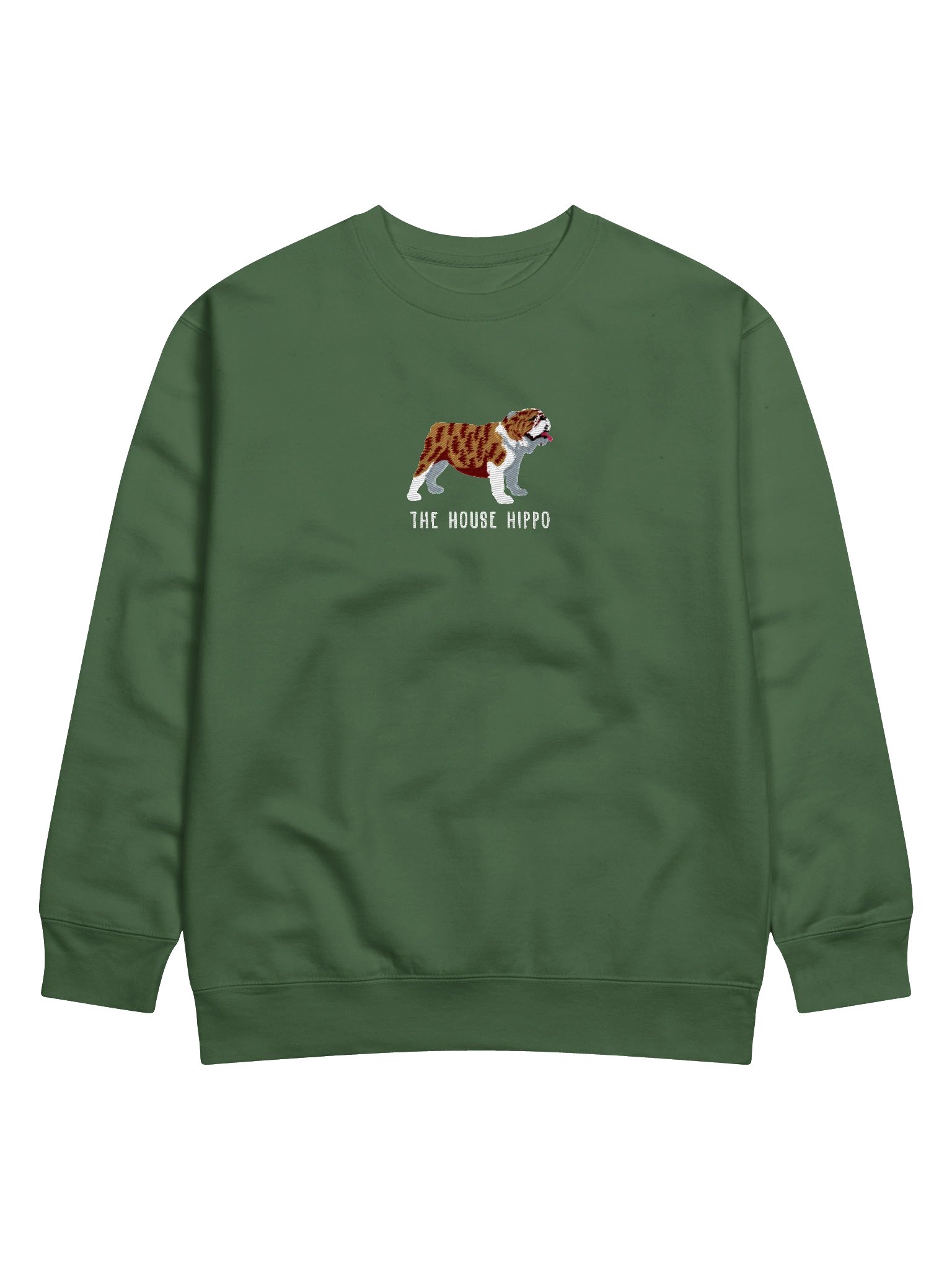 The House Hippo Sweatshirt (Embroidered) of an English Bulldog(Brindle & White) product image (29)