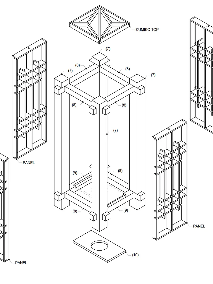2D PDF and 3D Sketchup Combo - Shoji Lamp Plan, Digital Download product image (1)