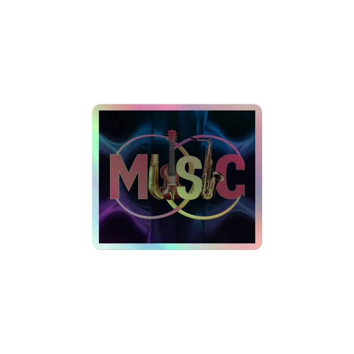 Exclusive Holographic "MUSIC" Sticker | Premium Kiss-Cut Vinyl | Ideal for Laptops, Cars & More product image (1)