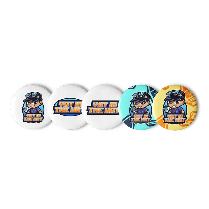 Yat in the Hat Set of 5 Pin Buttons product image (1)