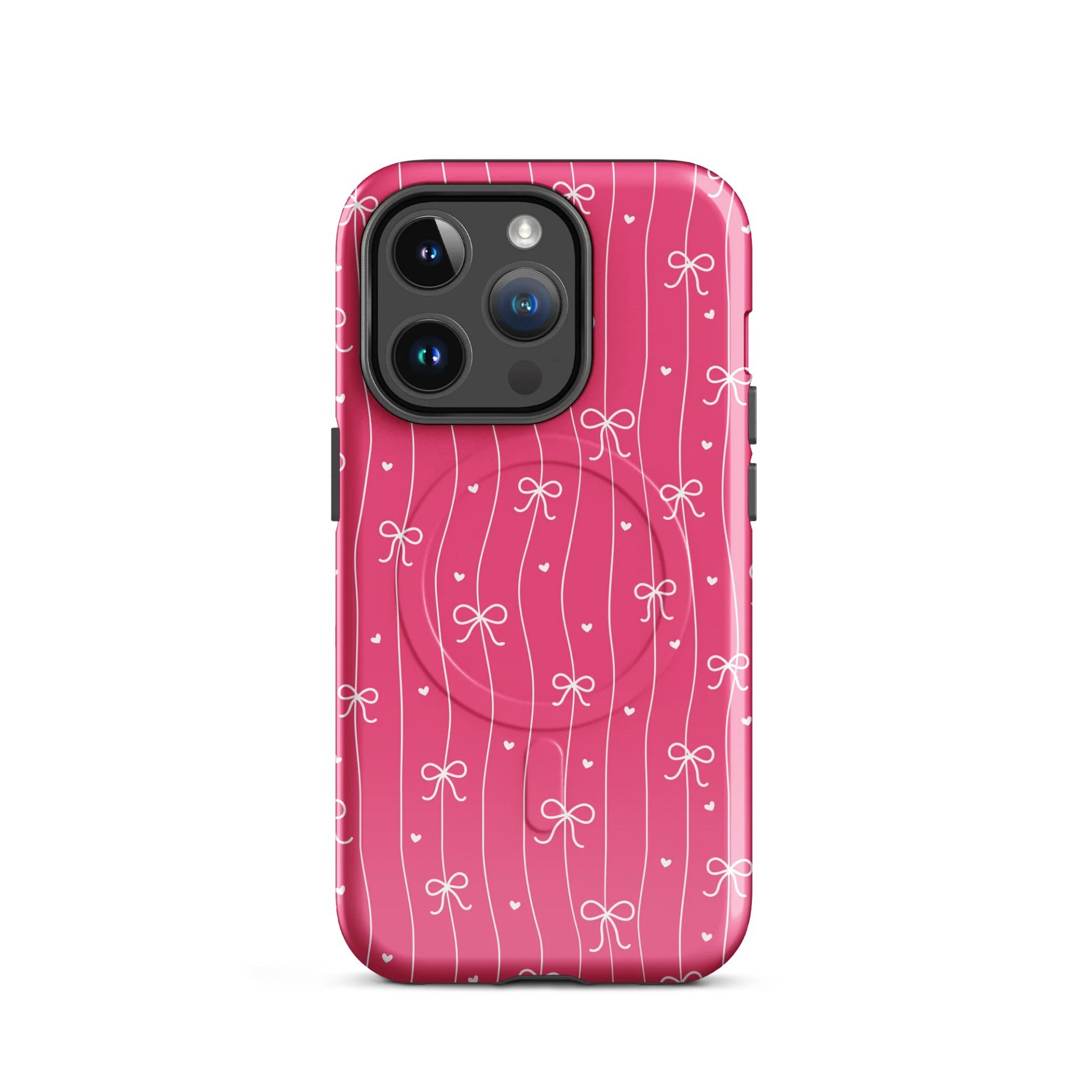 Pink Bow Coquette Tough Magnetic MagSafe® iPhone® 14, iPhone 15, iPhone 16, iPhone 17, Pro, Pro Max, Plus Cases. product image (37)